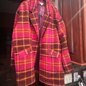 Sundance Pink and Brown Plaid Blazer
